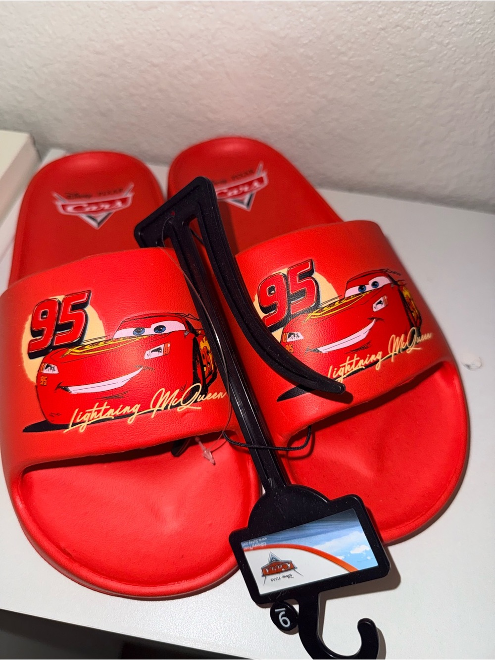 Disney Lightning McQueen Red Slide Sandals for Boys